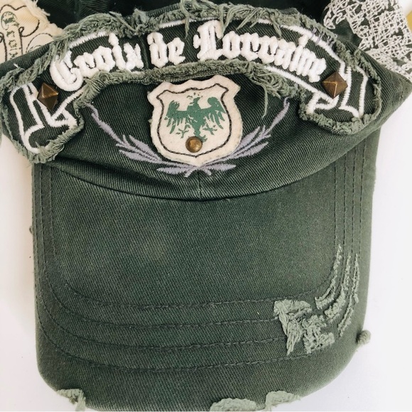 Leader Croix de Lorraine Distressed Green Baseball Cap - Picture 3 of 14